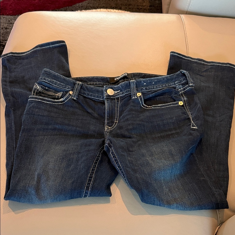 Express Dark Indigo Barely Boot Cut Jeans